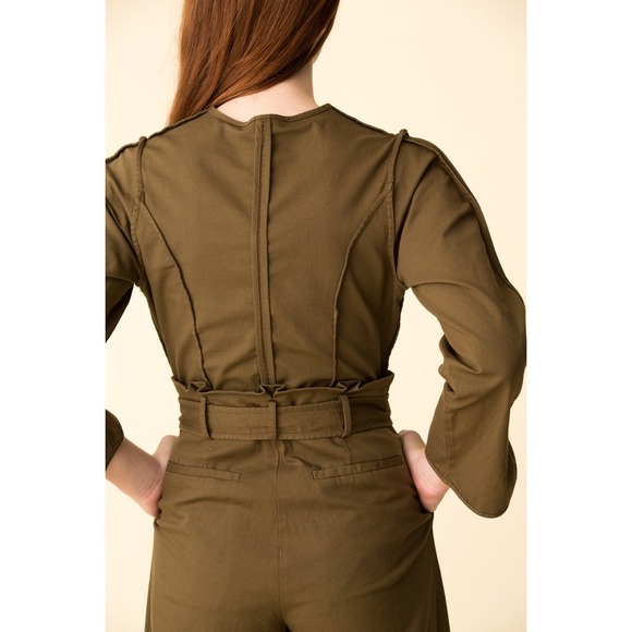NWT Sea New York | Scout Long Sleeve Jumpsuit Olive Green Sz 0 Straight Leg - Picture 5 of 6